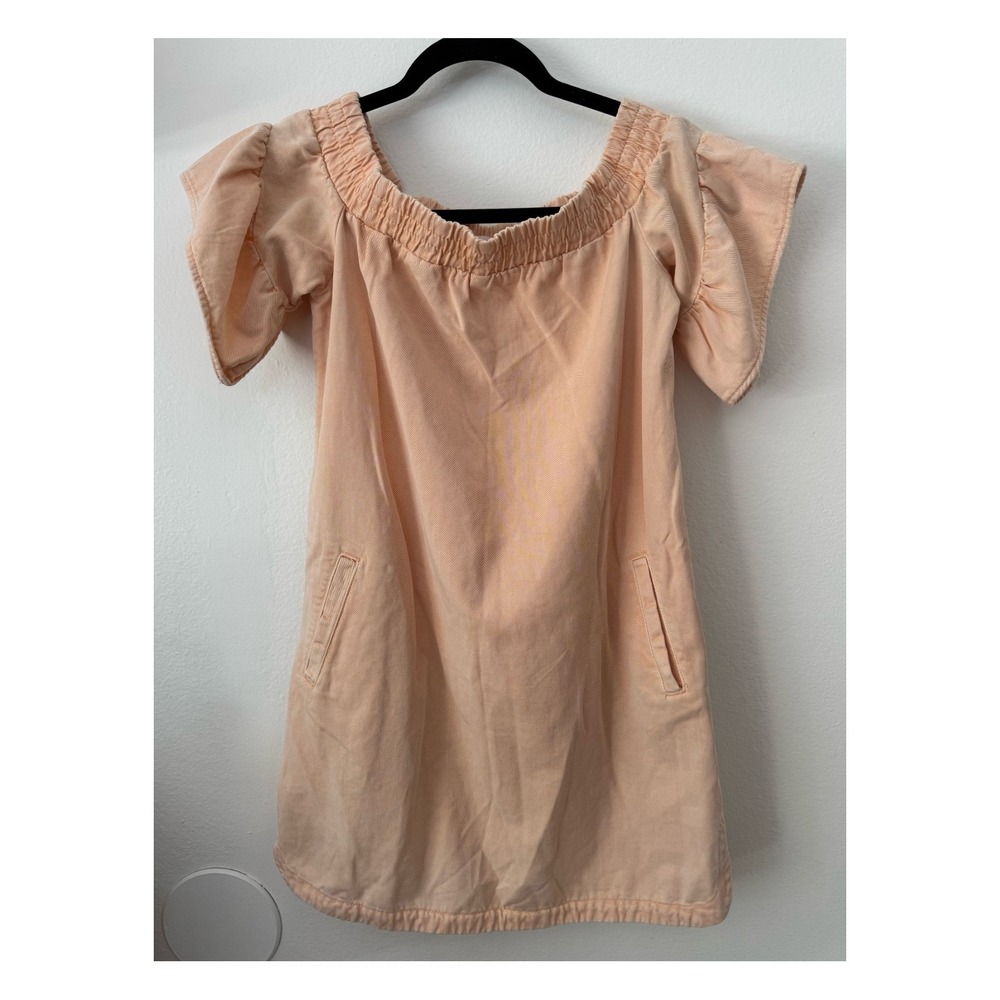 POUPETTE ST BARTH Off The Shoulder Short Flutter Sleeve Shift Dress Womens Small